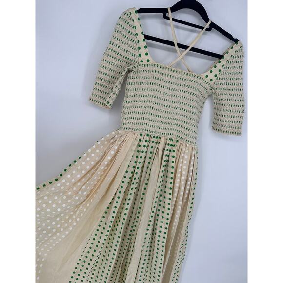 Tory Burch Printed Polka Dot Silk Smocked Dress - Picture 3 of 11